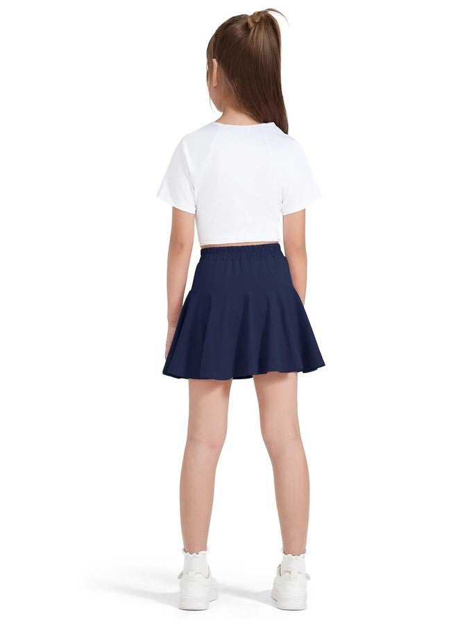 BOOPH 2 Pack Little Girls Athletic Uniform Skorts French Tennis Golf Skirts with Shorts for Toddler Navy/Khaki 6-7 Years - Image 5